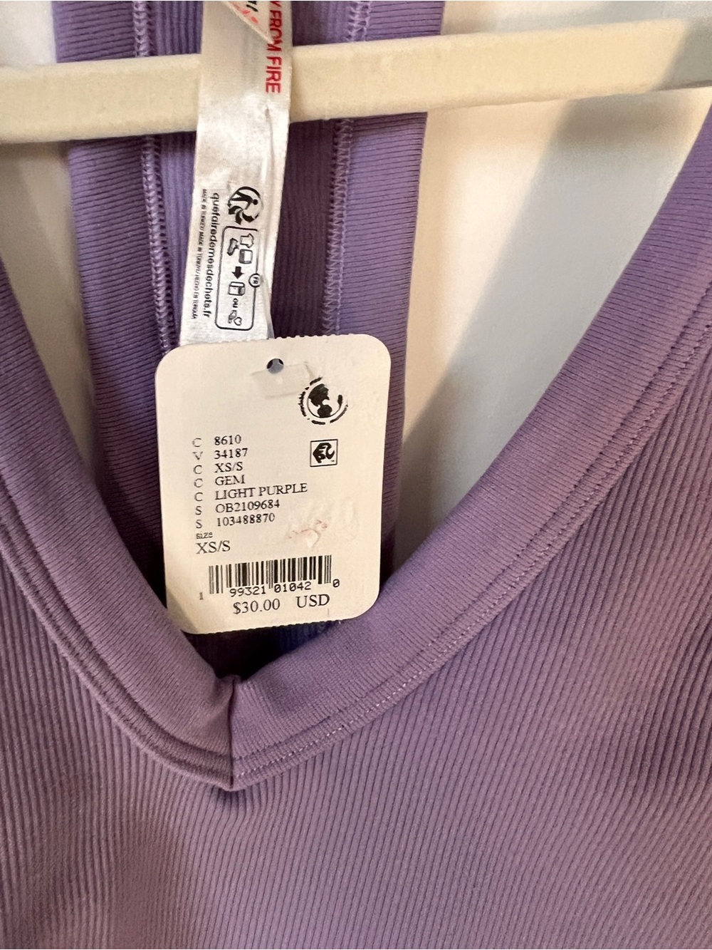 BWT❤️ fp movement s xs Purple Ribbed V-Neck Top - Picture 4 of 5
